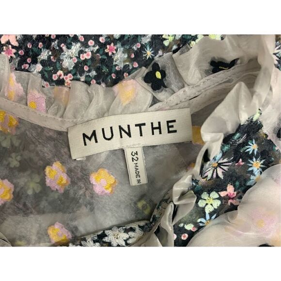 MUNTHE Cadi Floral Print Puff Sleeve Semisheer Top Blouse size 32 DESIGINER - Picture 5 of 7